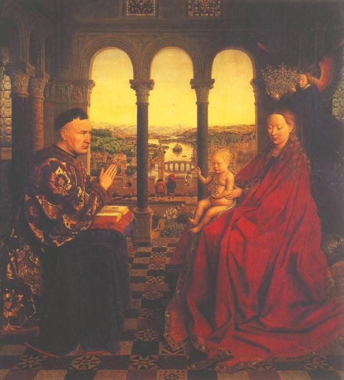 Ян ван Эйк Мадонна канцлера Ролена ок 1436 Лувр Париж Поиному - фото 14