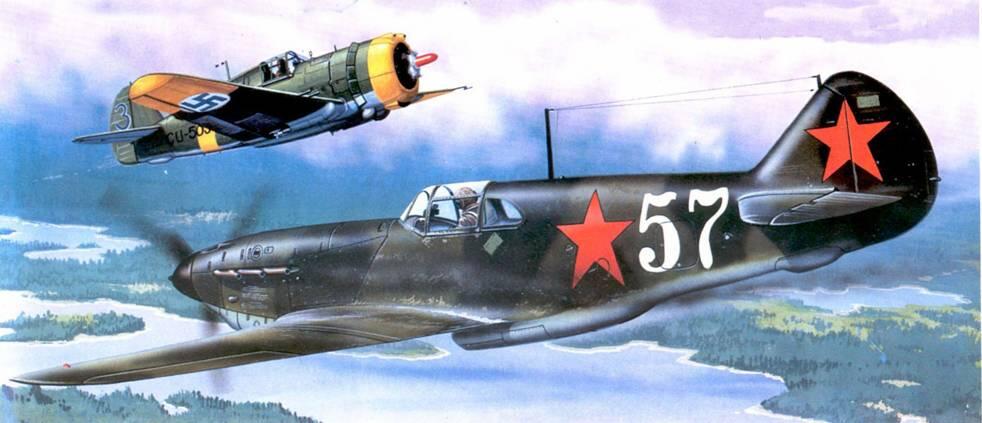 ЛаГГ3 35й серии ведет бой с Curtiss Hawk 75А финских ВВС 14 сентября 1942 г - фото 140