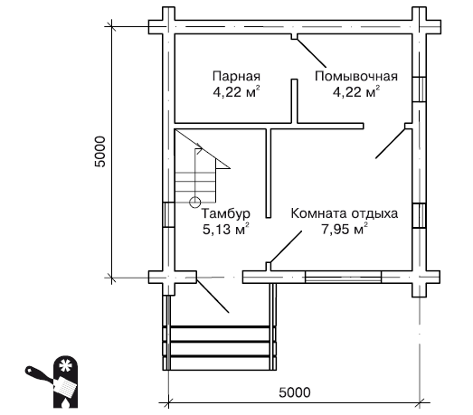 Рис 14 План первого этажа Одноэтажная деревянная баня с террасой рис 15 - фото 5
