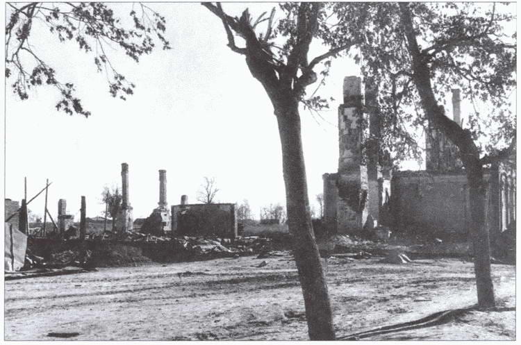 Здания разрушенные в ходе боев за Ельню Советские войска входят в Ельню - фото 21