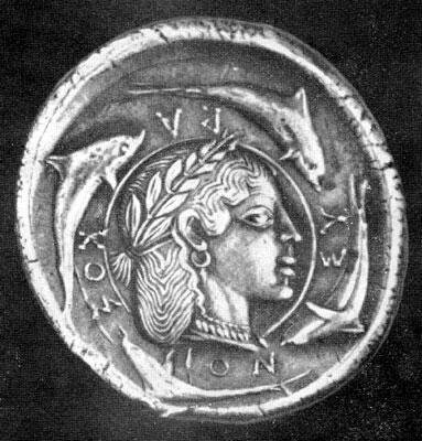 Серебряная монета из Сиракуз в память победы над Карфагеном около 479 г до н - фото 2