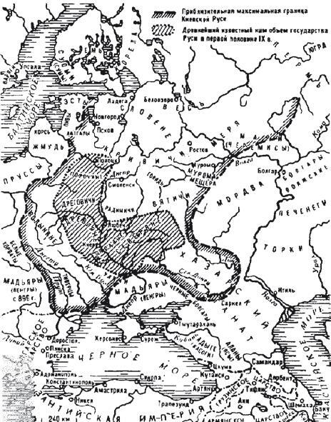 Карта земель Древней Руси Несколько другое толкование дается в работе - фото 2