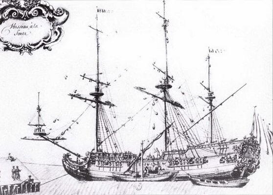 Большое торговое судно конца XVII начала XVIII в Три мачты прямые паруса - фото 6