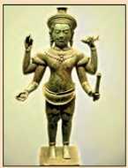 Вишну Индийская золотая статуэтка XIII в Поклонение Брахме вверху и - фото 10