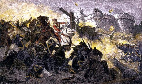 Победа шведов над русскими в битве под Нарвой Окрашенная иллюстрация XIX века - фото 3