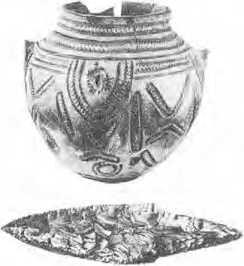 Глиняный сосуд и кремневый наконечник стрелы из погребений катакомбной культуры - фото 7