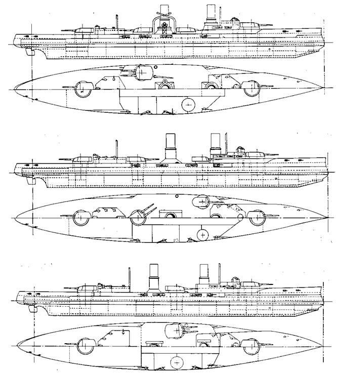 Варианты расположения артиллерии при проектировании броненосного крейсера в - фото 3