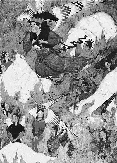 А Муса Архангел Джибраил несет пророка Мухаммеда над горами 13301350е гг - фото 9