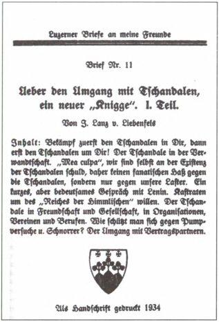 Обложка Люцернских писем в которых ЛанцЛибенфельс рассказал о встрече с - фото 46