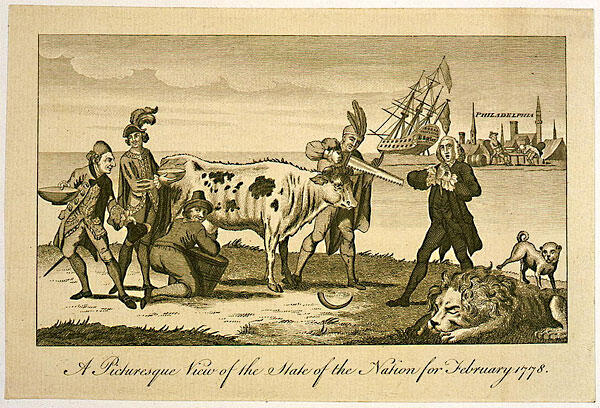 Карикатура 1778 года Как нам поделить американскую корову Британский лев - фото 9