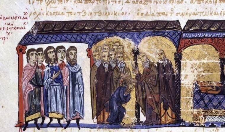 Постриг и смерть императора Михаила фрагмент средневековой рукописи Михаил - фото 8