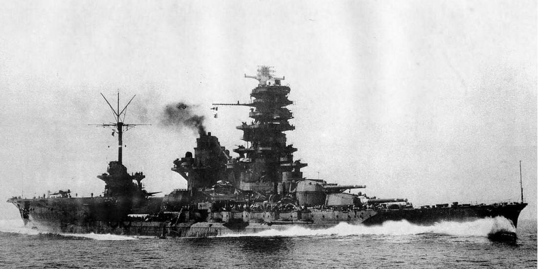 Линейный корабль Исе в годы второй мировой войны Хьюга во время ходовых - фото 137
