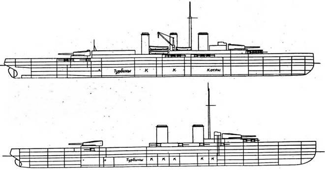 Проекты линейных крейсеров 1913 года сверху вниз конструтора Жиля 28100 т - фото 6