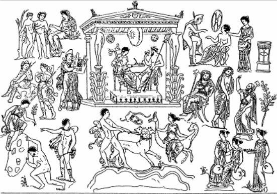 Боги и герои изображенные на греческой вазе Теогония Происхождение - фото 13