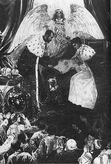 Репродукция изображения Императора и Императрицы около постели новорожденного - фото 3