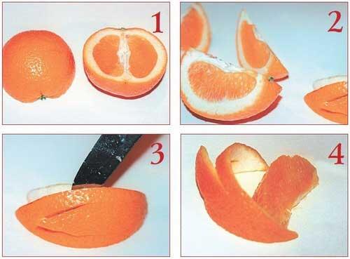 1 Разрезаем апельсин пополам 2 Отрезаем равные по толщине дольки 3 Делаем - фото 9