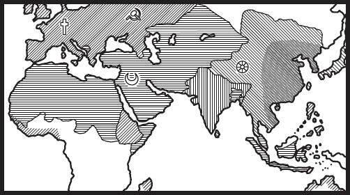 На карте изображена та часть света на которой великие религии мира появлялись - фото 1