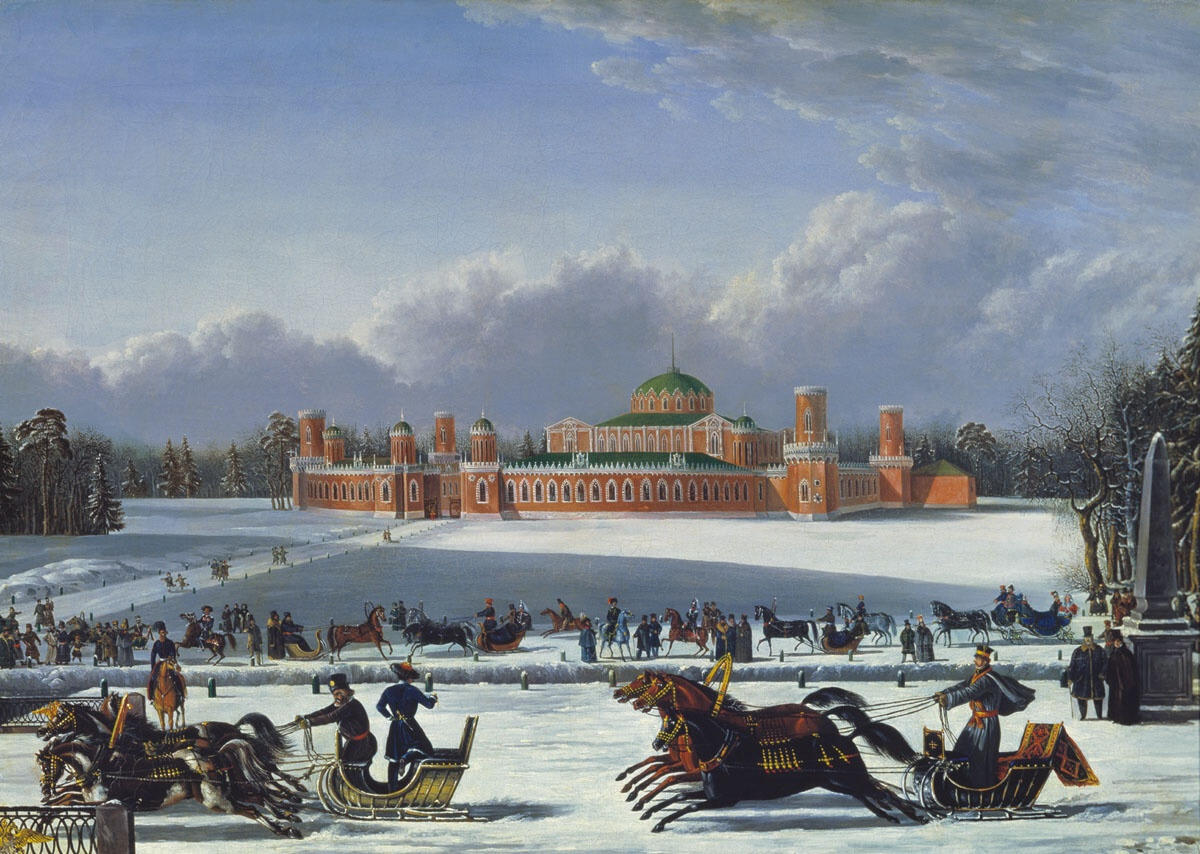 Санные гонки в Петровском парке Неизвестный художник 1830е 40е гг Однако - фото 1
