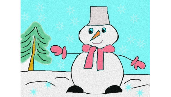 Снеговик На пригорке снеговик Кутал носик в воротник Чтоб его морковный - фото 1