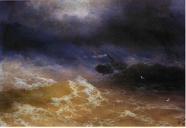 Айвазовский Шторм на море 1899 Картина Шторм на море написана в четыре - фото 2