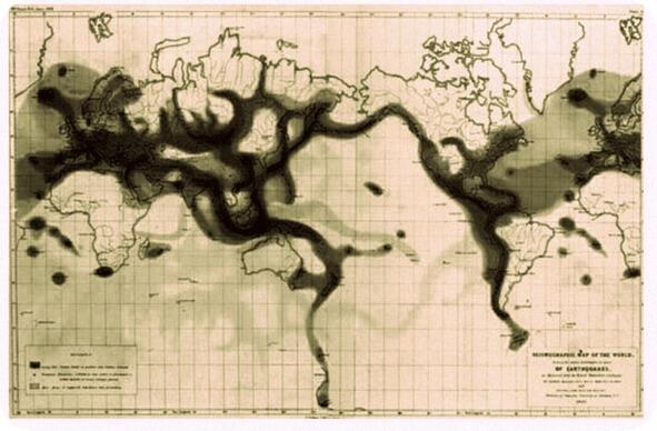 Карта мировой сейсмичности Роберта Маллета 1854 год В 1936 году датский - фото 3