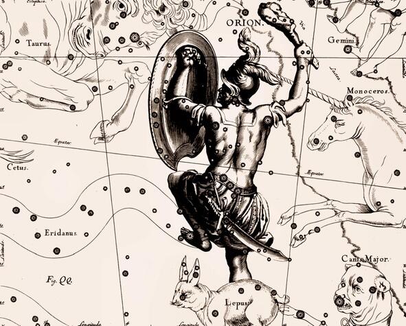 О61 Созвездие Орион ORION Тезей из Атласа Uranographia Яна Гевелия 1690 - фото 9