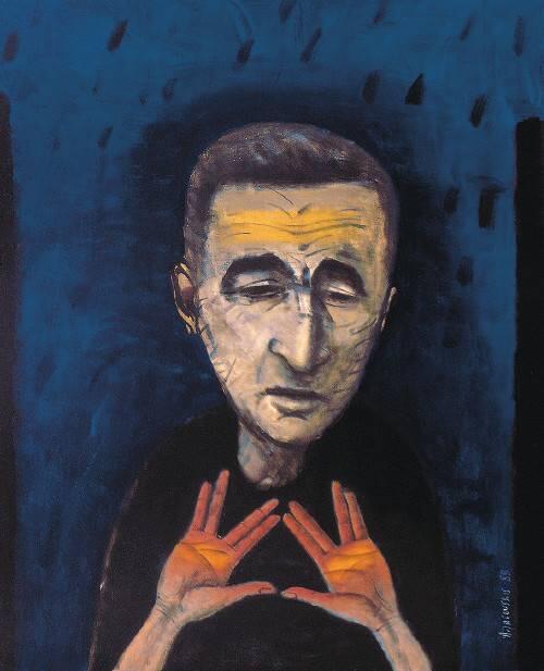 Адомас Яцовскис Портрет писателя Григория Кановича 1988 Козлёнок за два - фото 1