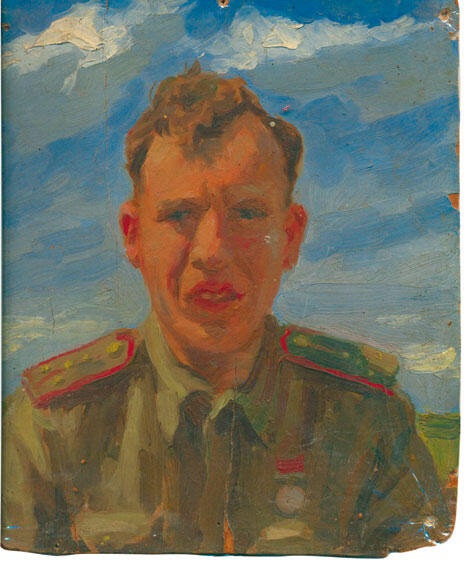 Отец 1944 год Портрет кисти фронтового художника Ф Глебова С работой отца - фото 1