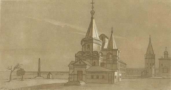 Т Шевченко Архангельский собор в Нижнем Новгороде сепия белила 1112 - фото 1