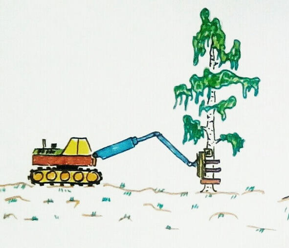 Современная техника способна спилить дерево буквально за пару секунд Лесовоз - фото 3