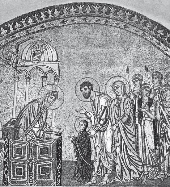 Введение Марии во храм Фрагмент мозаики церкви Успения Богородицы в монастыре - фото 2