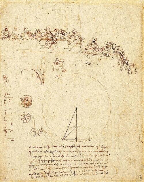 Из записных книжек Леонардо ок 1495 г эскиз Тайной вечери геометрические - фото 30
